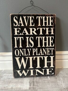Black "Save The Earth" Wall Sign - Rustic Home Wall Decor
